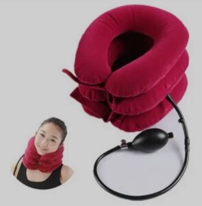 Inflatable cervical traction device for neck pain and spine alignment