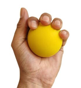 Soft ball for hand exercise to improve grip, flexibility, and rehabilitation.